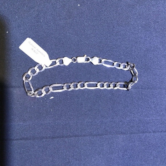 Bracelet Sterling Silver 925 Figaro Link Chain Claw Clasp Stamped Italy - Picture 3 of 4